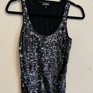 Express‎ Women's Sequin Tank Top Black XSmall